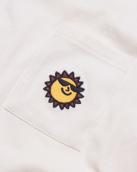 Far Afield AFTS281 Embroidered Pocket T Shirt Sunny In Snow White