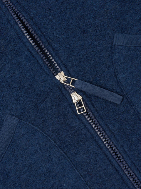 Universal Works 00015 Wool Fleece Zip Waistcoat In Indigo