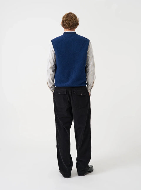 Universal Works 00015 Wool Fleece Zip Waistcoat In Indigo
