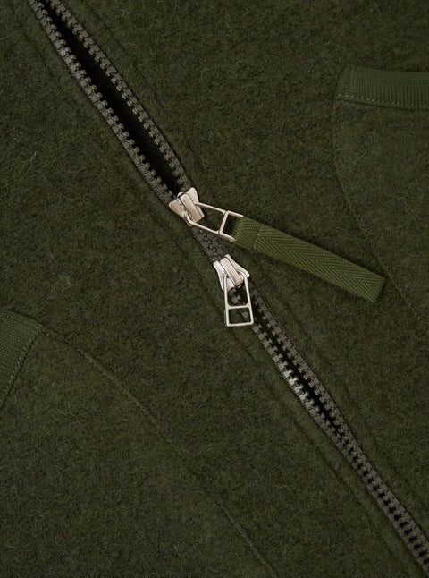 Universal Works 00015 Wool Fleece Zip Waistcoat In Olive