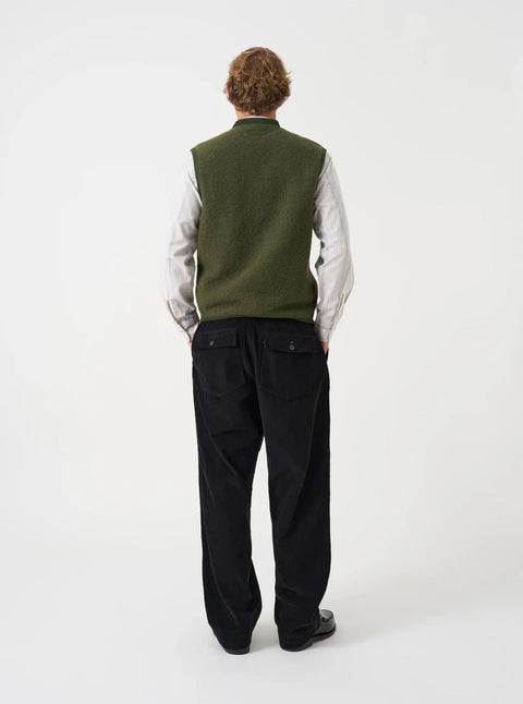 Universal Works 00015 Wool Fleece Zip Waistcoat In Olive