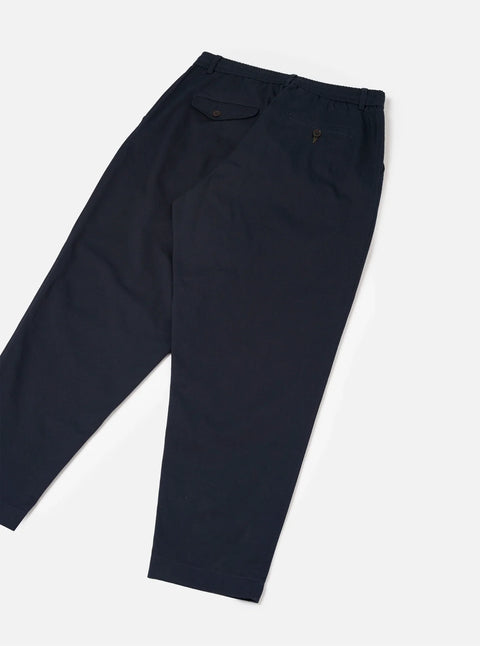 Universal Works 00134 Twill Pleated Track Pant In Navy