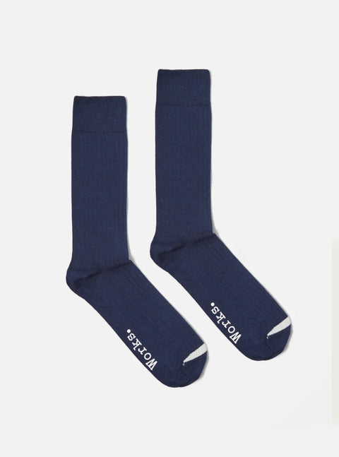 Universal Works 00750 Modal Rib Knit Sock Navy