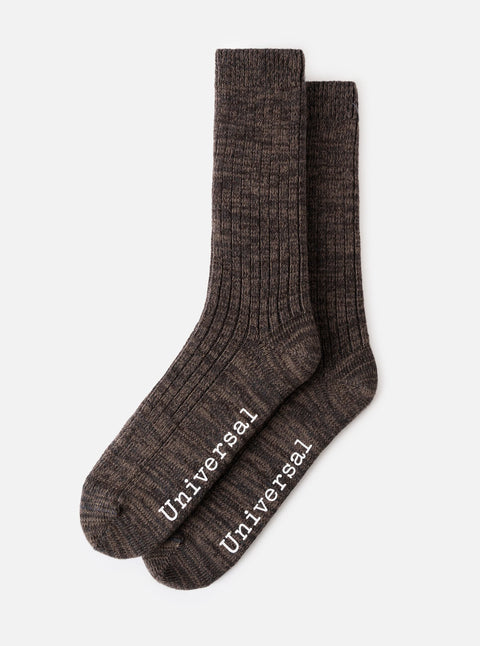 Universal Works 00751 Slub Knit Slub Sock In Charcoal