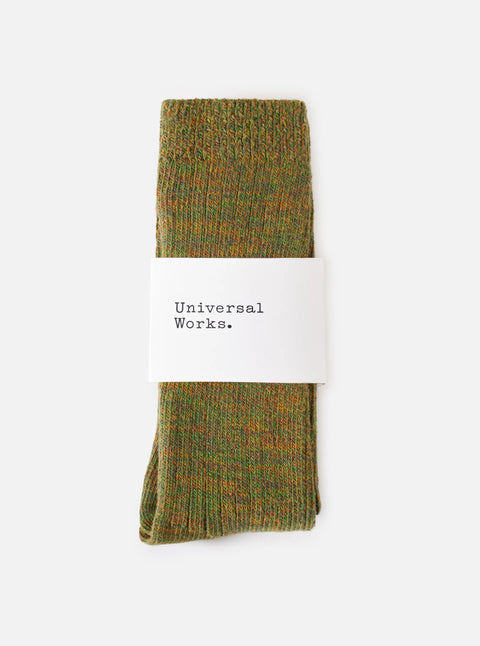 Universal Works 00751 Slub Knit Slub Sock In Olive