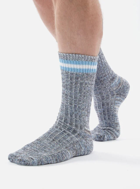 Universal Works 18344 Everyday Stripe Sock In Cornish Blue