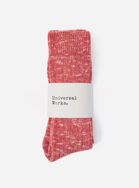 Universal Works 23771 Slub Knit Slub Sock In Red