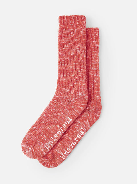 Universal Works 23771 Slub Knit Slub Sock In Red