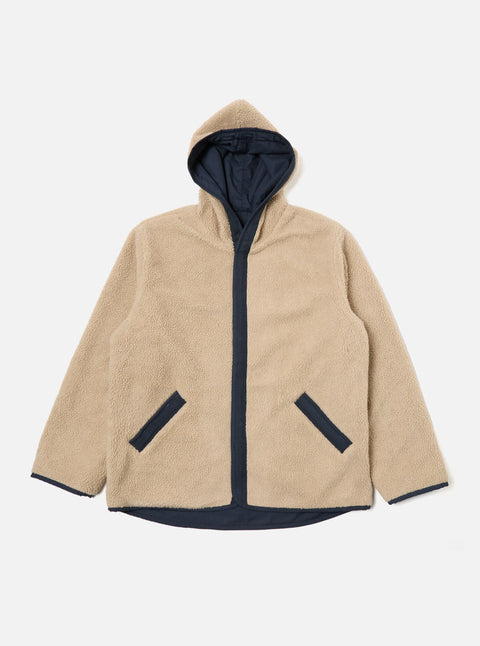Universal Works 33121 Reversible Simple Hooded Jacket In Navy/Sand