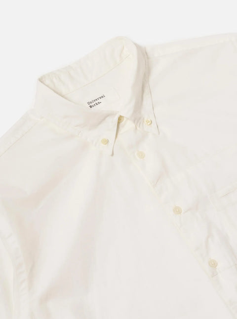 Universal Works 33199 Poplin Patched Lazy Day Shirt In White