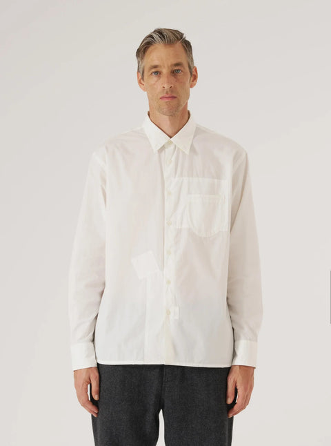 Universal Works 33199 Poplin Patched Lazy Day Shirt In White