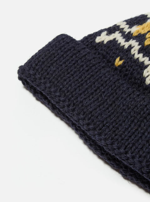 Universal Works 33352 Short Watch Cap In Navy/Ecru