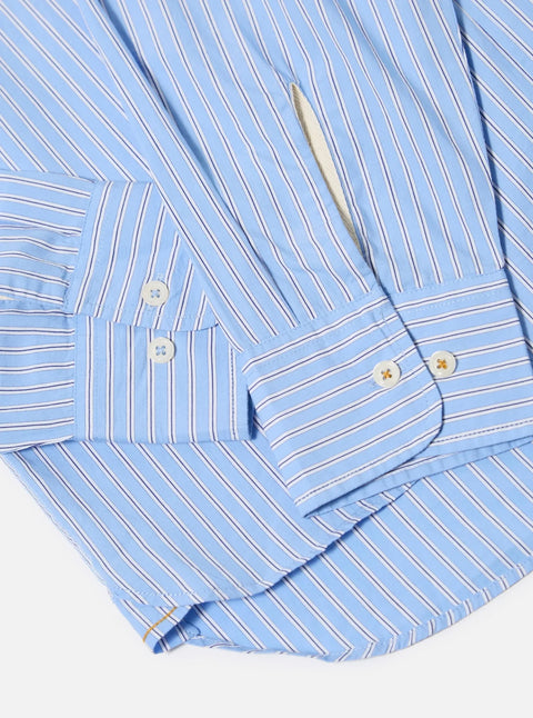 Universal Works 33574 Vila Stripe Wide Lazy Day Shirt Blue