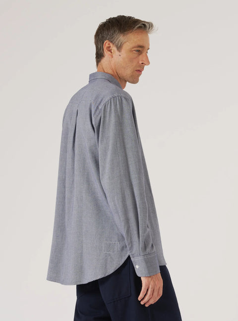 Universal Works 33662 Neptune Cotton Lazy Day Shirt In Navy