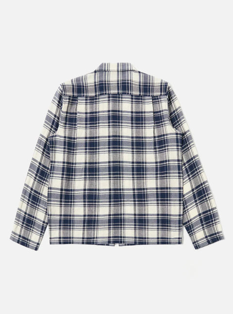 Universal Works 34184 Zip Shirt Texture Plaid In Navy