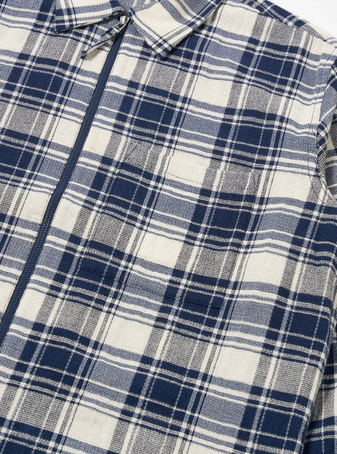 Universal Works 34184 Zip Shirt Texture Plaid In Navy