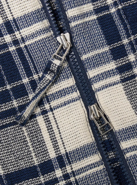 Universal Works 34184 Zip Shirt Texture Plaid In Navy