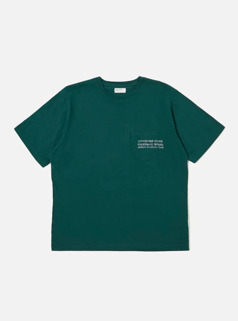 Universal Works 34637 Print Pocket Tee Organic Jersey In Green