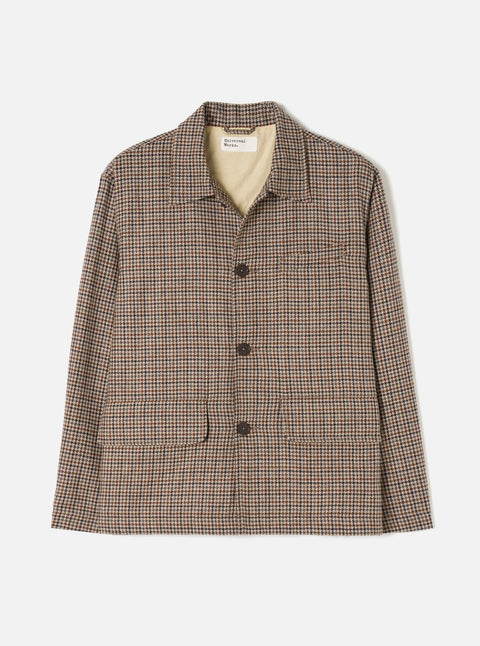 Universal Works 35111 Lester Dogtooth Franck Jacket In Taupe