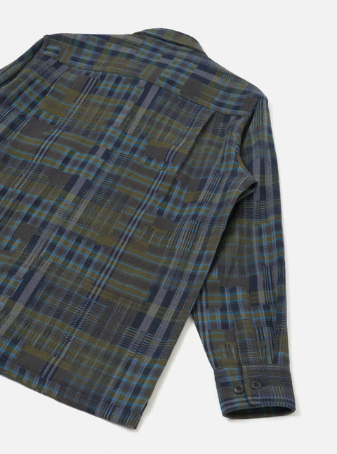 Universal Works 35156 Shadows Check Fatigue Shirt In Olive
