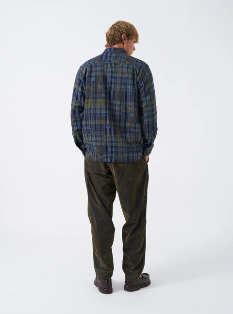 Universal Works 35156 Shadows Check Fatigue Shirt In Olive