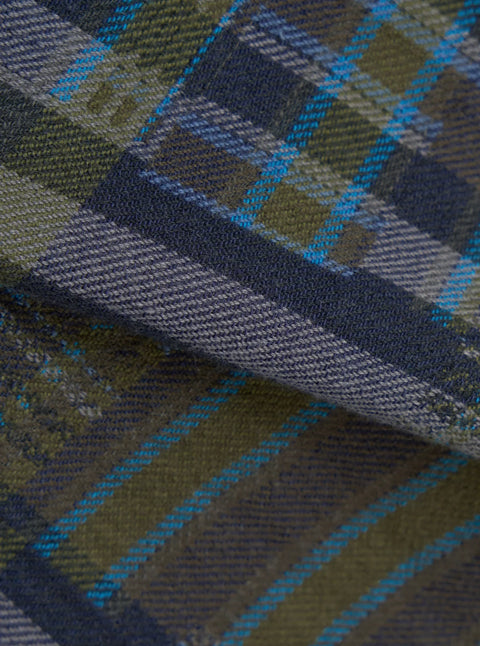 Universal Works 35156 Shadows Check Fatigue Shirt In Olive