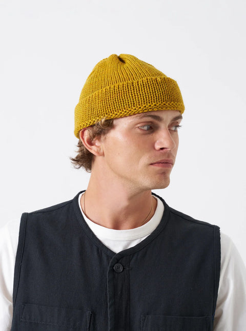 Universal Works 35350 British Wool Short Watch Cap In Mustard