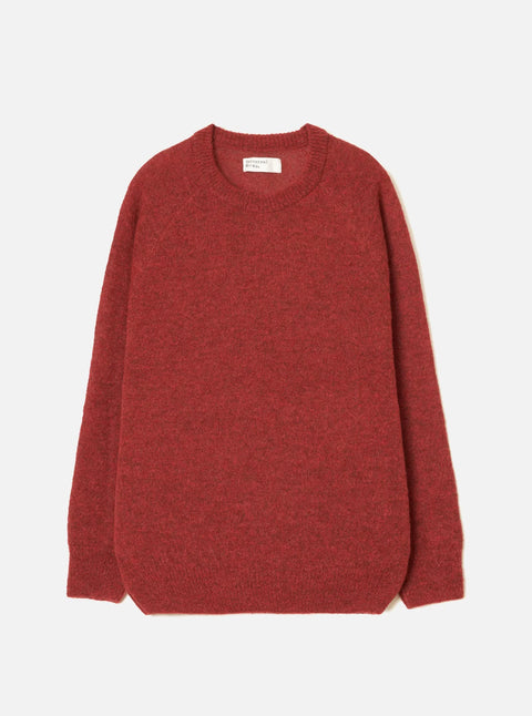Universal Works 35457 Alpaca Knit Lyon Crew In Deep Orange
