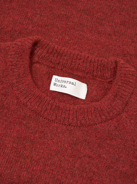 Universal Works 35457 Alpaca Knit Lyon Crew In Deep Orange
