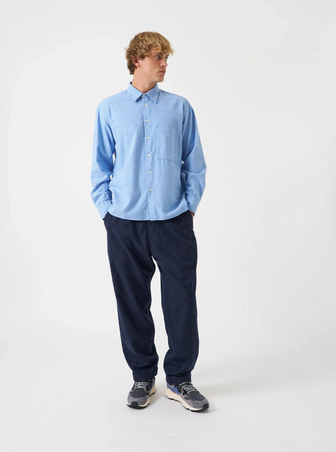 Universal Works 35565 Brushed Flannel Square Pocket Shirt In Blue
