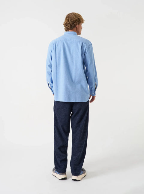 Universal Works 35565 Brushed Flannel Square Pocket Shirt In Blue