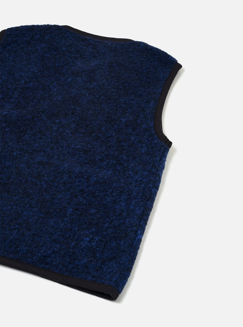 Universal Works 35702 Bouclet Fleece Lancaster Gilet In Blue