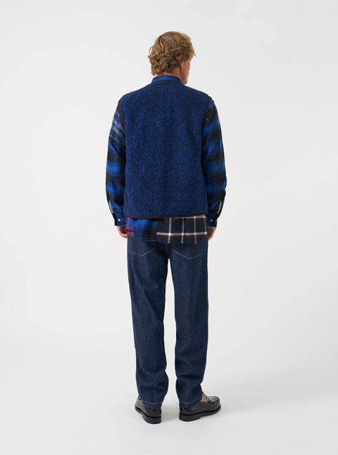 Universal Works 35702 Bouclet Fleece Lancaster Gilet In Blue
