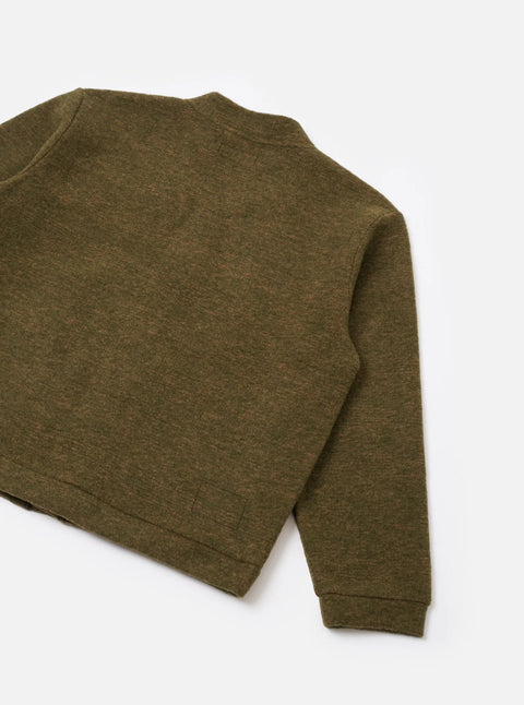 Universal Works 35781 Wool Mix Knit Advance Cardigan In Olive