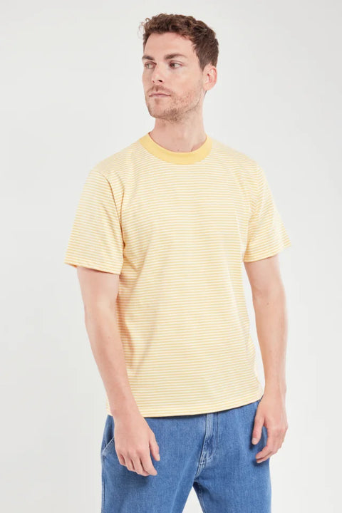Armor Lux 59643 Heritage Striped T Shirt In Yellow/Milk