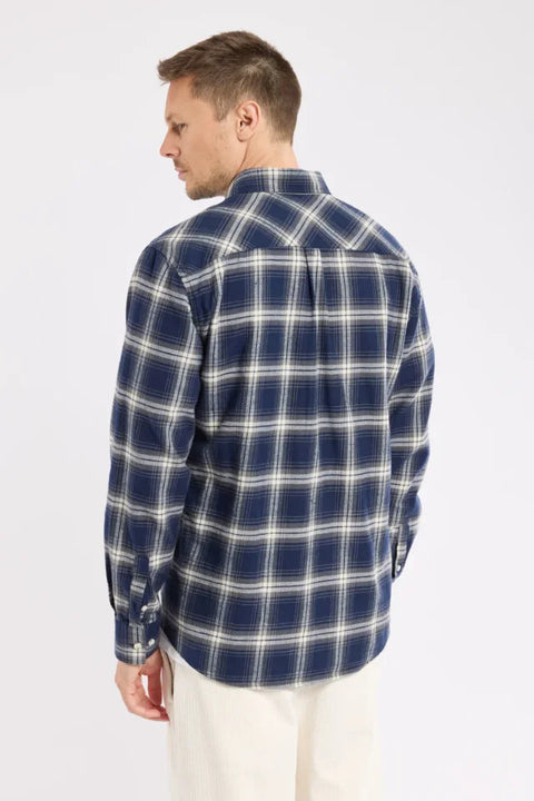 Armor Lux 73975 Chemise Droite col btné In Checks Marine Deep / Gris