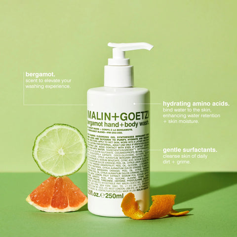 Malin+Goetz HW-204-250 Bergamot Hand + Body Wash 8.5oz/250ml