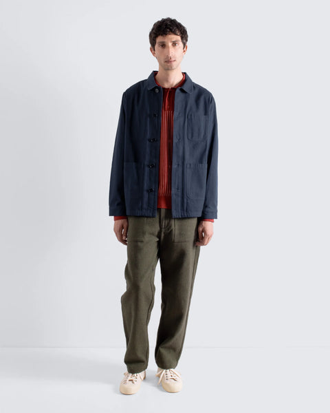 Far Afield AFJK316 Station Jacket In Navy Panama Twill