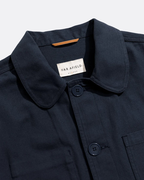 Far Afield AFJK316 Station Jacket In Navy Panama Twill