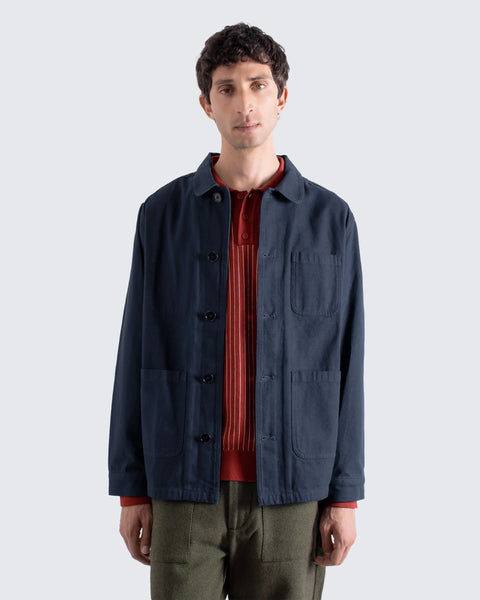 Far Afield AFJK316 Station Jacket In Navy Panama Twill
