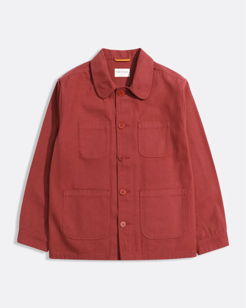 Far Afield AFJK327 Station Jacket In Red Panama Twill