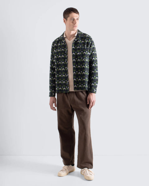 Far Afield AFJK347 Hiro Overshirt Jacket In Green / Multi - Arrows - Brushed Jacquard