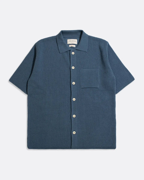 Far Afield AFKN634 Heitor Knitted Shirt In Blue