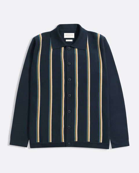 Far Afield AFKN699 Zigger Cardigan  In Navy Kuki Stripe