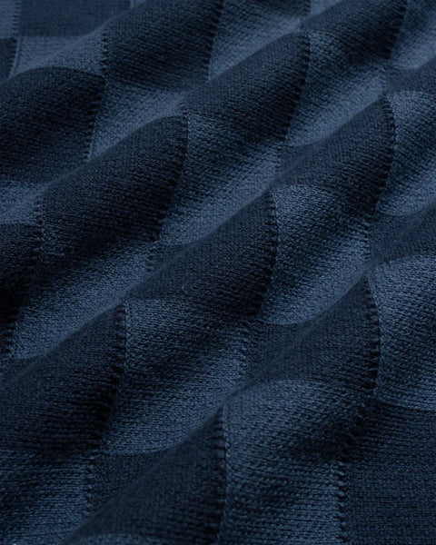 Far Afield AFKN720 Caetano Check Knittted Top In Navy / Blue