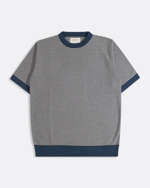 Far Afield AFKN723 Newport Knitted Top In Blue / Sand - Stripe