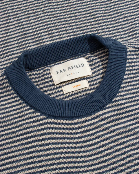 Far Afield AFKN723 Newport Knitted Top In Blue / Sand - Stripe
