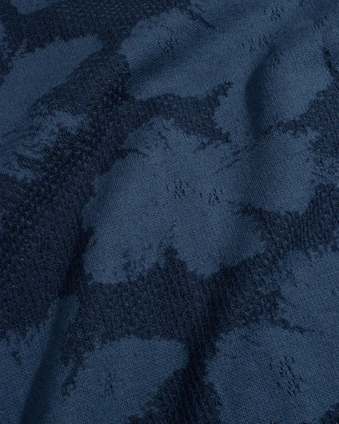 Far Afield AFKN742 Zigger Knitted Shirt In Navy - Pixel Flower