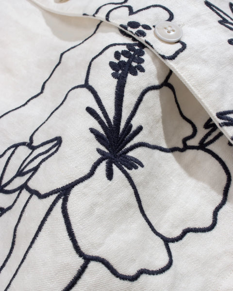 Far Afield AFS1028 Veloso Shirt In White - Embroidered Landscape