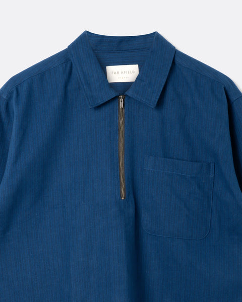 Far Afield AFS1044 Day Shirt - Half Zip In Blue
